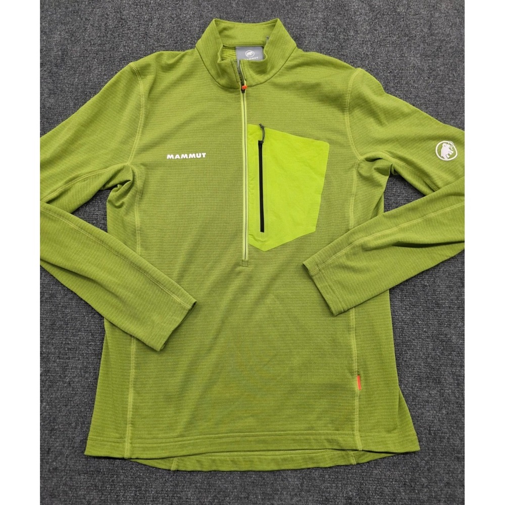 Mammut Aenergy Light Jacket Mens M Green Polartec 1/2 Zip Fleece Midlayer